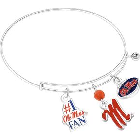 NCAA Mississippi Ole Miss Rebels Three Charm Logo Bangle Bracelet