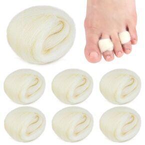 UPIQNG 6PCS Lambs Wool Toe Separator Bunion Corrector Non-Slip Sweat-Absorbing Breathable Overlapping Soft Toe Spacers Blister Prevention Callus Remover Pads