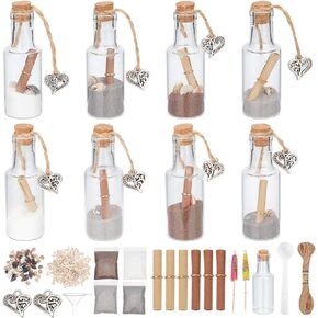 WEBEEDY 6 Set DIY Colored Sand Bottle Kit Sand Art Activity Kit Create Your Own DIY Sand Craft Set Included 6 Wishing Bottles for Party Favors Storage Accessories