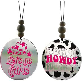 2Pcs Let's Go Girl & Howdy Beaded Hanging Charms Ornament,Western Cowgirl Car Rearview Mirror Hanging Accessories,Hanging Decor for Home Window Ornament Party Xmas Tree,Gifts for Women Girls