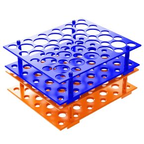 2Pcs Centrifuge Tube Rack for 10ml/15ml/50ml Laboratory Plastic Tube Holder 50 Wells (Orange&Blue)…
