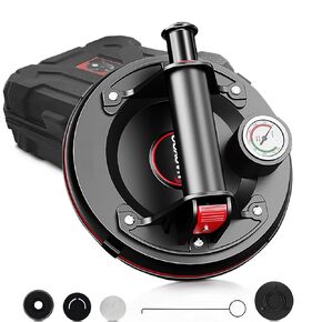 8" Vacuum Suction Cups with Pressure Gauge, Heavy Duty Hand-held Glass Suction Cups 650LBS Load Capacity for Large Granite, Tile, Glass Lifting, with a Protective Cover and Box