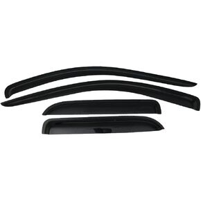 IKON MOTORSPORTS Tape On External Window Visor, Compatible with 2002-2009 Dodge Ram Quad Cab, Slim Style A Grade Acrylic Unpainted Black Sun Rain Shade Guard Wind Vent Air Deflector