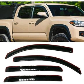 in-Channel Style Smoke Window Sun Rain Visor Vent Guard Shade Compatible with Toyota Tacoma Double Cab 2016-2023