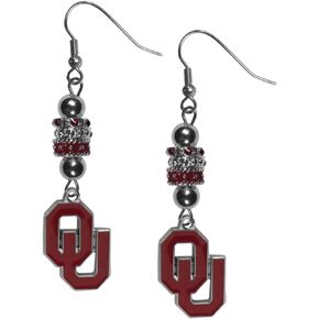 Siskiyou CEBE48 Female NCAA Oklahoma Sooners Euro Bead Earrings