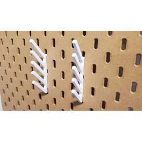 'Just Hanging' Ruler Storage, Compatible with IKEA SKADIS Pegboard, Ruler Display SKADIS Accessory … (Glossy White, 1x Vertical Set)