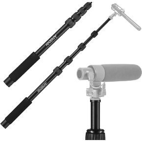 Andoer Handheld Microphone Boom Arm 4-Section Extendable Aluminum Alloy Boom Pole 1/4 Inch Screw & Thread with Foam Grip Twist Locks 45cm-155cm/18in-61in Adjustable Length 2kg Load Capacity