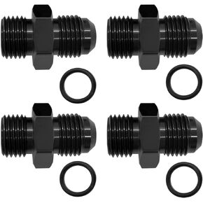 YSIL 6AN ORB to 6AN Male Flare O-ring BOSS Fuel Pump Rail Fitting Adapter Aluminum Alloy Connector Black Anodized Surface 2pcs
