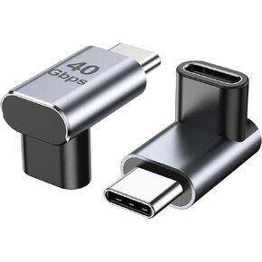 ANDTOBO 90 Degree USB C Adapter, Right Angle USB C Male to Female Extender 100W, USB4 Type C 40Gbps Connector 8K &60Hz for ROG Ally, Steam Deck, Switch, Thunderbolt4, iPhone 15/15 Pro Max - 2 Pack