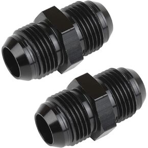 6AN Male to 6AN Male Flare Coupler Fuel Hose Fitting Adapter Aluminum Alloy Union Connector Straight Black Anodized Surface 4pcs