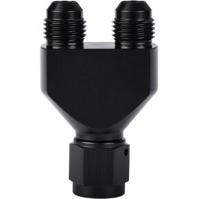 Podavelle 6AN Female to Parallel Dual 6AN 6AN Male Y Block Fuel Fitting Splitter Adapter Connector Aluminum Black
