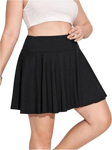 Floerns Women's Plus Size High Waist Pleated Hem Skirts Shorts with Pocket in Saudi Arabia