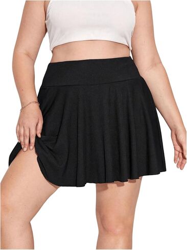 Floerns Women's Plus Size High Waist Pleated Hem Skirts Shorts with Pocket in Saudi Arabia