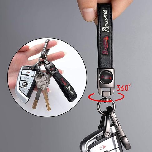 Leather Car Keychain Keyring for Baseball Fans,Car Key Fob Holder Keychain Lanyard,Souvenir/Gifts for Baseball Fans in Saudi Arabia