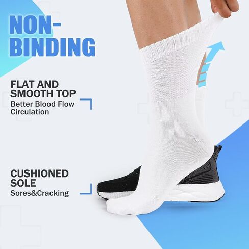 HISOKOI Diabetic Socks For Men And Women-4 Pairs Crew Diabetic Socks Women,Ankle Socks With Extra Wide Calf in Saudi Arabia