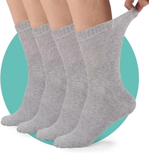 HISOKOI Diabetic Socks For Men And Women-4 Pairs Crew Diabetic Socks Women,Ankle Socks With Extra Wide Calf in Saudi Arabia