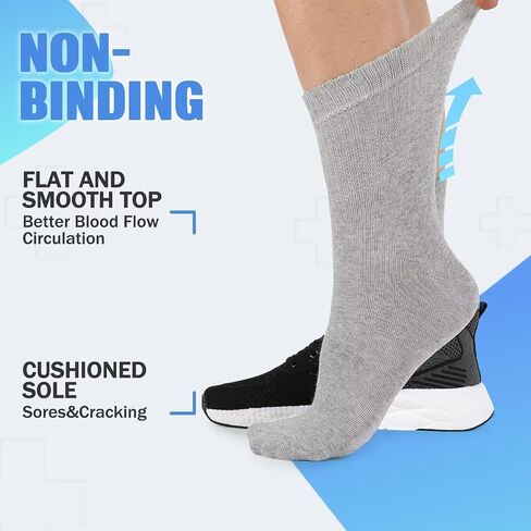 HISOKOI Diabetic Socks For Men And Women-4 Pairs Crew Diabetic Socks Women,Ankle Socks With Extra Wide Calf in Saudi Arabia