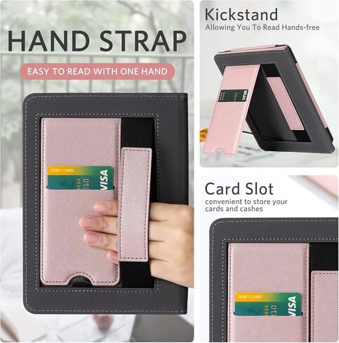 CoBak Kindle Paperwhite Case with Stand - Durable PU Leather Cover with Auto Sleep Wake, Card Slot, Hand Strap Feature - Fits Kindle Paperwhite 11th Generation 6.8" and Signature Edition 2021 Released in Saudi Arabia