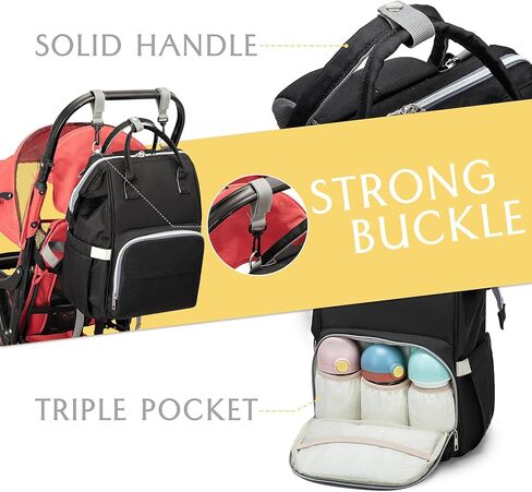 حقيبة ظهر للحفاضات من Ezgnuk، مناسبة للأم متعددة الوظائف، حقيبة سفر ترفيهية مقاومة للماء ومتينة ذات سعة كبيرة (أسود) in Kuwait