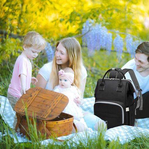 حقيبة ظهر للحفاضات من Ezgnuk، مناسبة للأم متعددة الوظائف، حقيبة سفر ترفيهية مقاومة للماء ومتينة ذات سعة كبيرة (أسود) in Kuwait