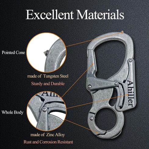 مشبك سلسلة مفاتيح Ahiller Carabiner، مصمم بقفل مزدوج - طرف من فولاذ التنجستن، أدوات متعددة الوظائف للتخييم والمشي لمسافات طويلة وصيد الأسماك والبقاء في الهواء الطلق in Saudi Arabia