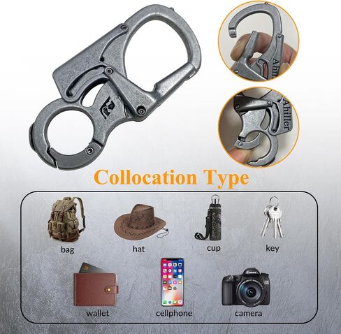 مشبك سلسلة مفاتيح Ahiller Carabiner، مصمم بقفل مزدوج - طرف من فولاذ التنجستن، أدوات متعددة الوظائف للتخييم والمشي لمسافات طويلة وصيد الأسماك والبقاء في الهواء الطلق in Saudi Arabia