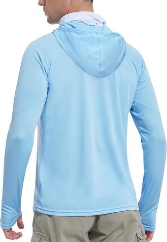 Roadbox Men's UPF 50+ Sun Protection Hoodie Shirt - Outdoor Long Sleeve Athletic Rash Guard Shirts in Saudi Arabia