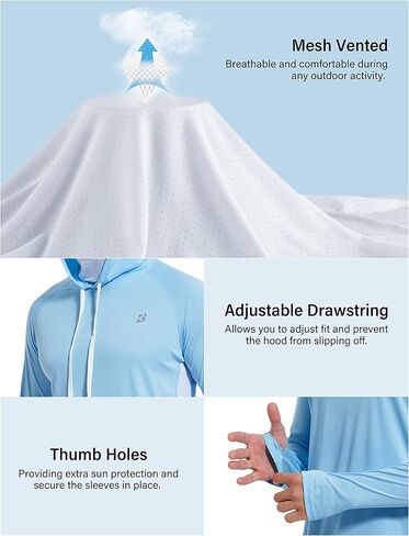 Roadbox Men's UPF 50+ Sun Protection Hoodie Shirt - Outdoor Long Sleeve Athletic Rash Guard Shirts in Saudi Arabia