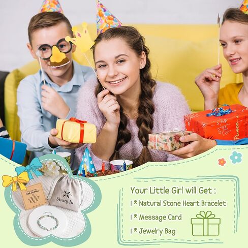 Shonyin 8-10 Year Old Girl Birthday Gift, Natural Stone Heart Bracelet for Girl Daughter Granddaughter Niece in Kuwait