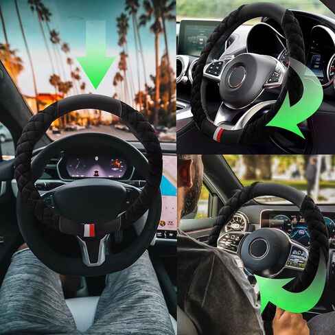 غطاء عجلة قيادة السيارة من TUTUDOW - غطاء عجلة قيادة شتوي منفوش من القطيفة، واقي عجلة سيارة مقاس 15 بوصة مناسب عالمي للنساء والفتيات والرجال in Kuwait
