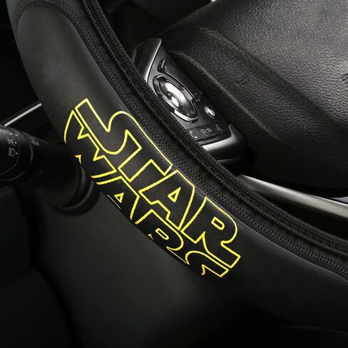 غطاء عجلة القيادة لسيارة Star War Stormtrooper متوافق مع ملحقات عجلات قيادة السيارة العالمية مقاس 15 بوصة من الجلد الناعم غير القابل للانزلاق فكرة هدية للمعجبين (أسود) in Kuwait