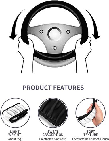 غطاء عجلة القيادة لسيارة Star War Stormtrooper متوافق مع ملحقات عجلات قيادة السيارة العالمية مقاس 15 بوصة من الجلد الناعم غير القابل للانزلاق فكرة هدية للمعجبين (أسود) in Kuwait