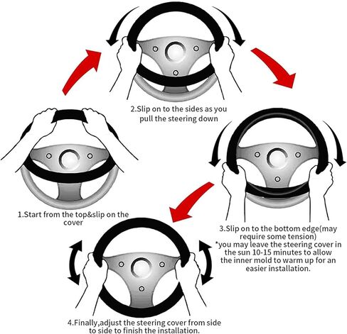 غطاء عجلة القيادة لسيارة Star War Stormtrooper متوافق مع ملحقات عجلات قيادة السيارة العالمية مقاس 15 بوصة من الجلد الناعم غير القابل للانزلاق فكرة هدية للمعجبين (أسود) in Kuwait