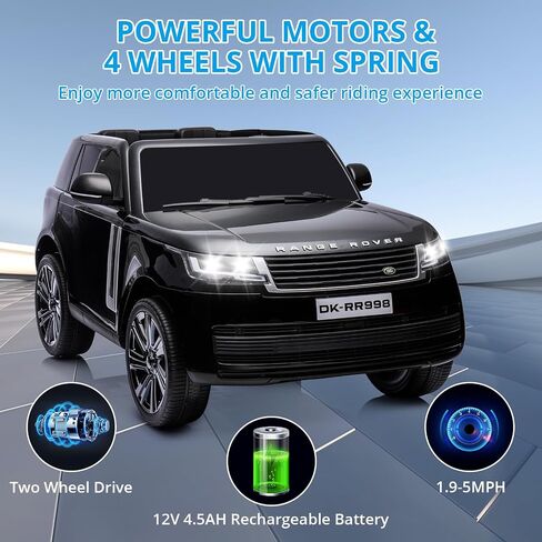 GAOMON 24V 2-Seater Licensed Land Rover Ride On Car Toy w/Parent Remote Control, 3 Speeds, Wireless Music, MP3 Player, Electric Car for Kids Ages 37-95M,Black in Saudi Arabia