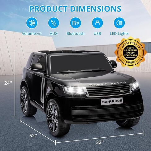 GAOMON 24V 2-Seater Licensed Land Rover Ride On Car Toy w/Parent Remote Control, 3 Speeds, Wireless Music, MP3 Player, Electric Car for Kids Ages 37-95M,Black in Saudi Arabia
