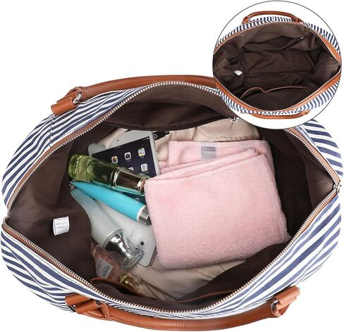 S-ZONE Women Travel Tote Canvas Weekender Bag Carryon Shoulder Duffel PU Leather Purse in Saudi Arabia