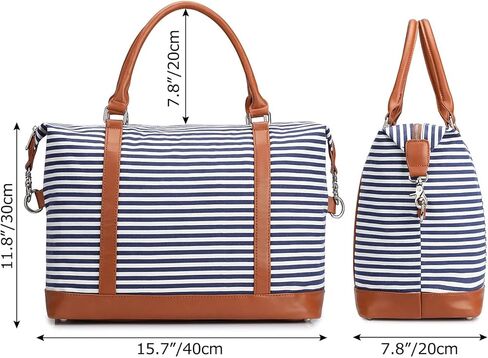 S-ZONE Women Travel Tote Canvas Weekender Bag Carryon Shoulder Duffel PU Leather Purse in Saudi Arabia