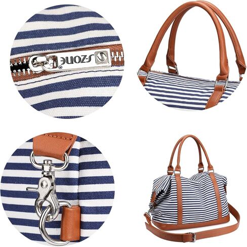S-ZONE Women Travel Tote Canvas Weekender Bag Carryon Shoulder Duffel PU Leather Purse in Saudi Arabia