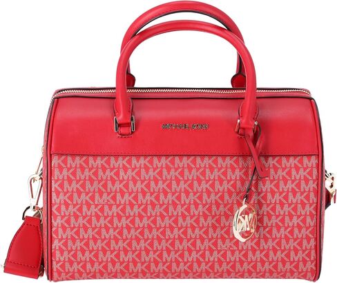 Michael Kors MK Jet Set Travel Medium Duffle Bag Satchel Bright Red MK Signature in Saudi Arabia