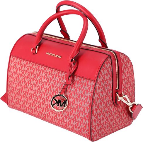 Michael Kors MK Jet Set Travel Medium Duffle Bag Satchel Bright Red MK Signature in Saudi Arabia