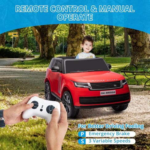 GAOMON 24V 2-Seater Land Rover Ride On Car Toy مع جهاز تحكم عن بعد للوالدين، 3 سرعات، موسيقى لاسلكية، مشغل MP3، سيارة كهربائية للأطفال الذين تتراوح أعمارهم بين 37-95 مترًا، أسود in Saudi Arabia