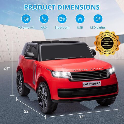 GAOMON 24V 2-Seater Land Rover Ride On Car Toy مع جهاز تحكم عن بعد للوالدين، 3 سرعات، موسيقى لاسلكية، مشغل MP3، سيارة كهربائية للأطفال الذين تتراوح أعمارهم بين 37-95 مترًا، أسود in Saudi Arabia