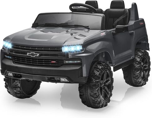 Jojoka Baby Car 24V 2-Seater Truck المرخصة شيفروليه سيلفرادو ركوب على لعبة مع جهاز التحكم عن بعد للوالدين، تعليق زنبركي 4x، موسيقى لاسلكية، سيارة كهربائية للأطفال من سن 3 إلى 8 سنوات، أبيض in Kuwait