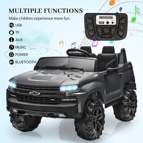 Jojoka Baby Car 24V 2-Seater Truck المرخصة شيفروليه سيلفرادو ركوب على لعبة مع جهاز التحكم عن بعد للوالدين، تعليق زنبركي 4x، موسيقى لاسلكية، سيارة كهربائية للأطفال من سن 3 إلى 8 سنوات، أبيض in Kuwait