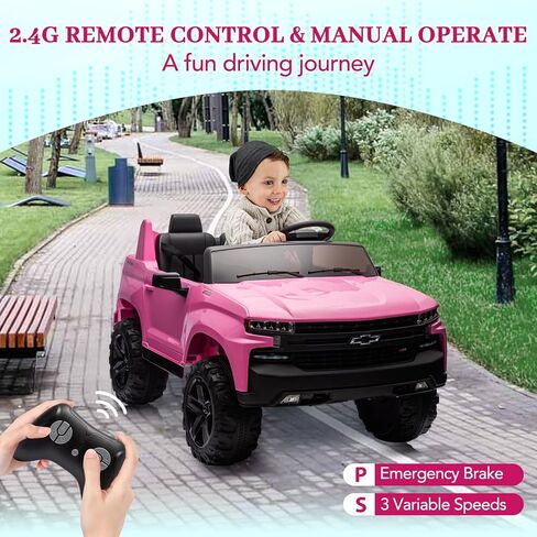 Jojoka Baby Car 24V 2-Seater Truck المرخصة شيفروليه سيلفرادو ركوب على لعبة مع جهاز التحكم عن بعد للوالدين، تعليق زنبركي 4x، موسيقى لاسلكية، سيارة كهربائية للأطفال من سن 3 إلى 8 سنوات، أبيض in Kuwait