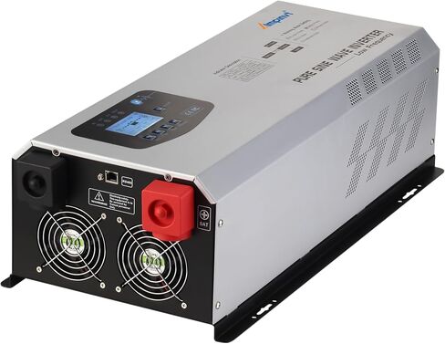 Ampinvt 6000W Peak 18000W عاكس موجة جيبية نقية، 24VDC إلى 120V 240V مخرج مرحلة مقسمة، مع شاحن بطارية تيار متردد، نظام طاقة منخفض التردد خارج الشبكة، بطارية ليثيوم مغمورة بالجل الغلق in Kuwait