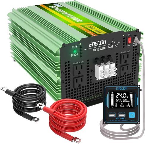 EDECOA 3500 Watt 24V Pure Sine Wave Power Inverter DC 24V to 120V 110V AC with LCD AC Terminal Block (3500W 24V V3.1 (ET-RC Remote)) in Saudi Arabia