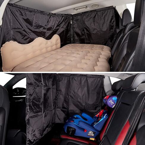 YJGF Car Divider Curtain Sun Shade for Window Baby,Windshield Sunshade, Privacy Sunshade Curtain for Camping Air Mattress (Black) in Kuwait