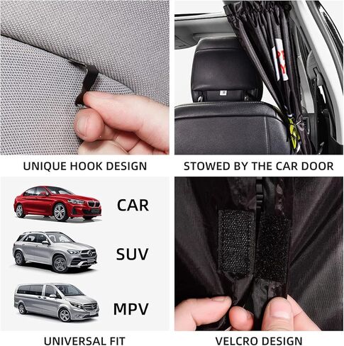 YJGF Car Divider Curtain Sun Shade for Window Baby,Windshield Sunshade, Privacy Sunshade Curtain for Camping Air Mattress (Black) in Kuwait