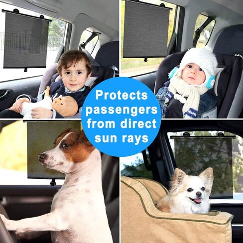 Twilight Garage 2 حزمة قابلة للسحب نافذة السيارة الشمس الظل الأسطوانة أعمى حامي الشاشة ظلال الشمس الجانبية للأطفال الرضع، كتل شاشة نافذة السيارة الطفل اكسسوارات السفر سيارة in Kuwait